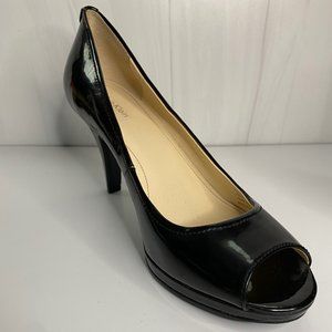Calvin Klein Open Toe Black Leather Pumps